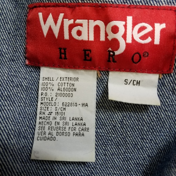 Wrangler jean jacket Hero Vintage S chest 44 blue denim trucker jacket mens - Picture 3 of 15